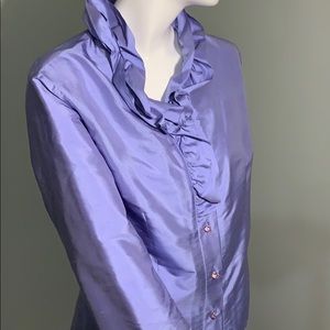 Silk powder blue ruffed Crystal buttons